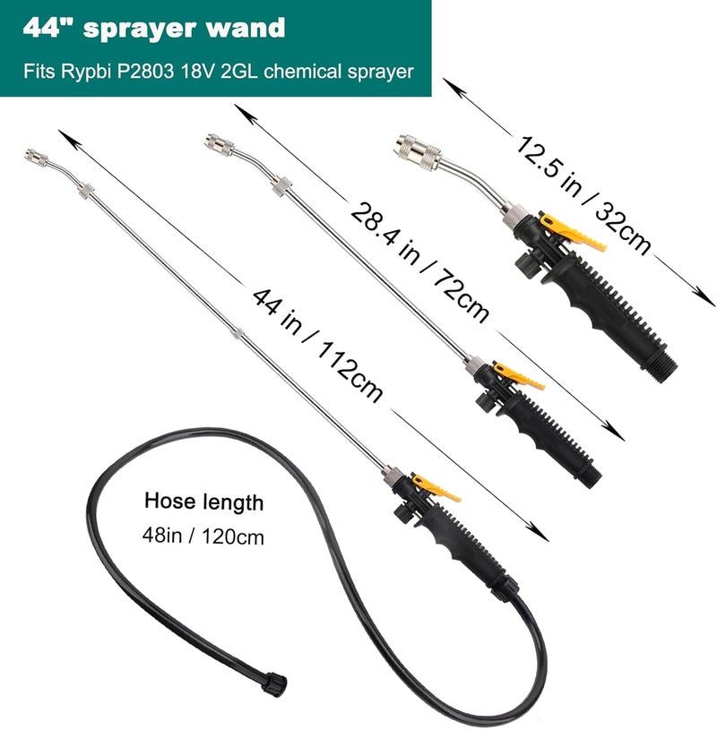 Diraeen Replacement Sprayer Wand for Ryobi，44" Sprayer Part with Adjustable Nozzle, Trigger Wand & Hose Compatible for P2800, P2803 Sprayer，Suitable for ports with a diameter of 0.7 inches (1.78 cm) - Image 5